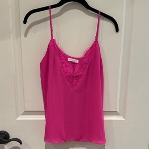 Socialite Fuchsia Lace Trim Top